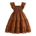 thumbnail image 1 of XZNPDUCQ Girls Summer Sundress Floral Print Strap Sleeveless Dress Size 6-15 Years Wedding Princess Dress (6-7 Years,Brown), 1 of 7