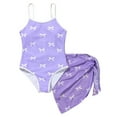 thumbnail image 1 of XZNPDUCQ Girls Swimsuit Set Comfortable Soft Breathable And Stylish With Bow Print Swimming Suit For Girls 9-10 Years Purple, 1 of 7