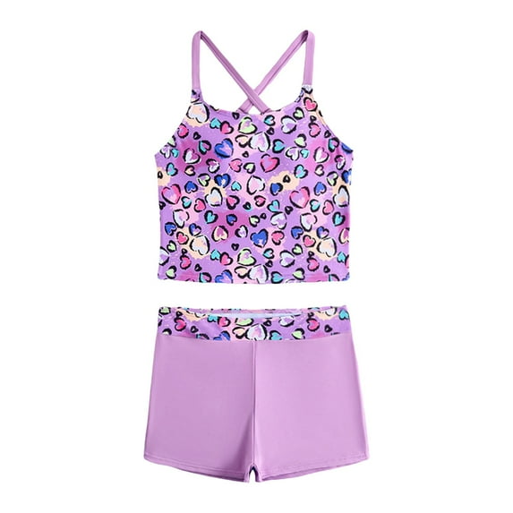 XZNPDUCQ Girls Tankini Swimsuit Kids Bathing Suits With Shorts 6 11 Years Swimming Suit For Girls 11-12 Years Purple