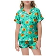 thumbnail image 1 of XZNPDUCQ Halloween Pajamas Sets for Girl Short Sleeve Button Down Pjs Funny Halloween Graphic Soft Sleepwear Outfits Home Short Sleev T Pajama Set (4-5 Years,Green), 1 of 5