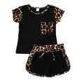 thumbnail image 1 of XZNPDUCQ Infant Toddler Baby Girl Summer Clothes Bow Embroidery Short Sleeve T Shirts Top Shorts 2 Piece Summer Outfits Set T-Shirt Set 1-2 Years Black, 1 of 7