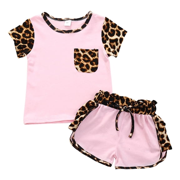 XZNPDUCQ Infant Toddler Baby Girl Summer Clothes Bow Embroidery Short Sleeve T Shirts Top Shorts 2 Piece Summer Outfits Set T-Shirt Set 2-3 Years Pink