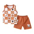 thumbnail image 1 of XZNPDUCQ Kid Girl Clothes Shorts Set 2 Piece Outfits Summer Casual Short Sleeve Top and Shorts Set for Girls 4-7 Short T-shirt Sets 3-4 Years Brown, 1 of 3