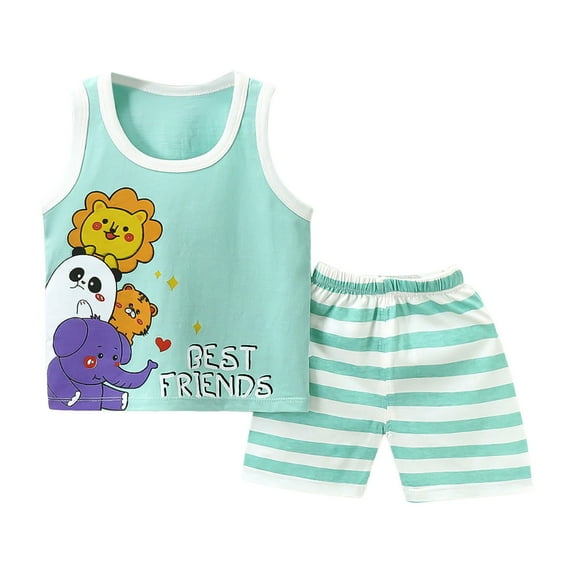 XZNPDUCQ Kid Girl Clothes Shorts Set 2 Piece Outfits Summer Casual Short Sleeve Top and Shorts Set for Girls 4-7 Short T-shirt Sets 5-6 Years Green