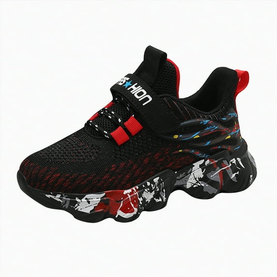 XZNPDUCQ Kids Boys Girls Metallic Fashion Sneaker Lace-Up Athletic Running Shoe (Big Kid - Little Kid - Toddler) Casual Shoes Breathable Walking Shoes (Red,2.5)