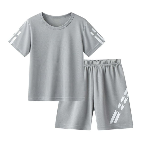 XZNPDUCQ Kids Toddler Baby Boy GirlsShort Sleev T Shirt Elastic Waistband Casual Elastic Shorts Set 2PCS Outfit Pajamas & Dailywear Set 5-6 Years,Grey