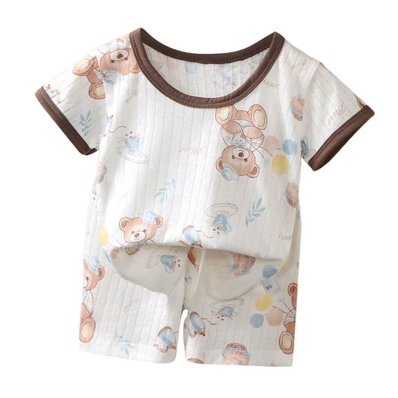 XZNPDUCQ Kids Toddler Baby Girlshort Sleeve T Shirt Elastic Shorts Set 2PCS Outfit Set kids Casual Elastic Shorts 2Pcs Dailywear Brown，90