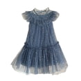 thumbnail image 1 of XZNPDUCQ Little Girl Short Sleeve Dress Cotton Casual Applique Tunic Shirt Dresses Summer Beach Princess Dress (12-18 Months,Blue), 1 of 9