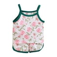 thumbnail image 1 of XZNPDUCQ Little Kids Girl Summer Outfit Sleeveless Tied Flower Print Cami Tank Tops Elastic Shorts Toddler 2Pcs Clothes Set Shorts Set 5-6 Years Gray, 1 of 5