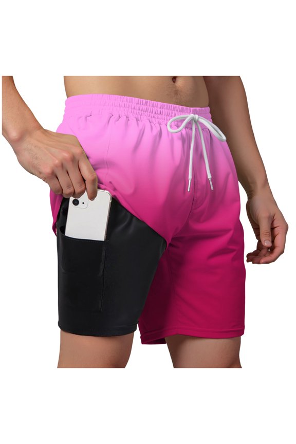 Mens Loose-fit Casual Work Shorts Travel Casual Shorts Drawstring Shorts with Multi Pockets Casual Shorts S,Hot Pink