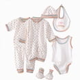 thumbnail image 1 of XZNPDUCQ Baby Clothes Outfit Set 8PCS Baby Girl Boy Tops Hat Pants Bib Sock Shose Romper Outfits Set to 0-3 Months Gifts Set Bodysuits Set, 1 of 1