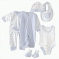 thumbnail image 1 of XZNPDUCQ Preemie Baby Girl Boy Outfit Shose+Romper 8Pcs Boy Tops+Hat+Pants +Bib+Sock Sets for Girl Boy Size 0-3 Months 8PCS Girl Boy Gifts Set, 1 of 1