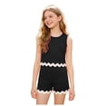 thumbnail image 1 of XZNPDUCQ Summer 2Pcs Outfits Set for Girls, Short Sleeve T-Shirt with Cute Flower + Pants Summer 2Pcs Gift Outfits Set (Gift Idea) Summer Short Set Outfit 5-6 Years ,Black, 1 of 5