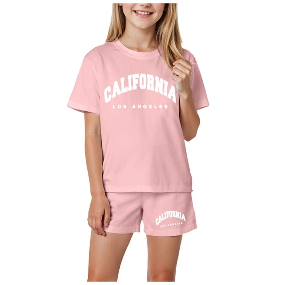 XZNPDUCQ Summer 2Pcs Outfits Set for Toddler Girls – Flower Short Sleeve T-Shirt and Shorts Gift Set Summer 2Pcs Gift Outfits Set Dailywear Set 5-6 Years Pink