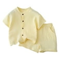 thumbnail image 1 of XZNPDUCQ Summer Boys Clothes Short Sleeve Small Flower Mom Boy Embroidery T Shirt Top Shorts Set Knit Clothing 18 24 Months 2T 3T 21T Summer Outfit (12-18 Months,Light Yellow), 1 of 4