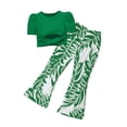 thumbnail image 1 of XZNPDUCQ Summer Outfits Set for Toddler Girls, Cute Flower Short Sleeve T-Shirt + Pants – Gift Set Summer 2Pcs Gift Outfits Set Summer Short Set Outfit 3-4 Years,Green, 1 of 3