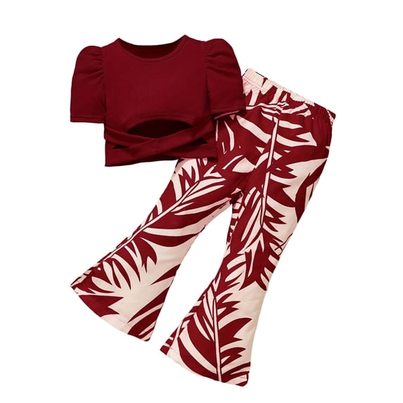 XZNPDUCQ Summer Outfits Set for Toddler Girls, Cute Flower Short Sleeve T-Shirt + Pants – Gift Set Summer 2Pcs Gift Outfits Set Summer Short Set Outfit 3-4 Years,Red
