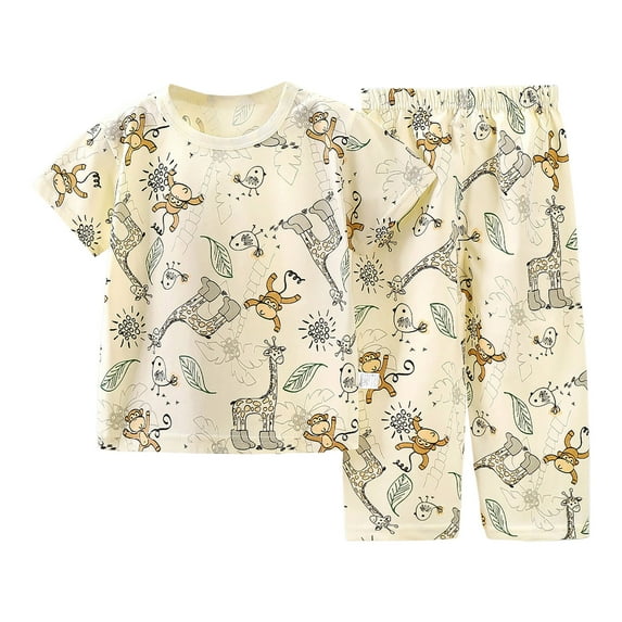 XZNPDUCQ Summer Outfits Set for Toddlers – Cute Flower Short Sleeve T-Shirt & Pants 2Pcs Gift Set Summer 2Pcs Gift Outfits Set Playwear Beach Outfits 18-24 Months,Brown