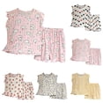 thumbnail image 1 of XZNPDUCQ Summer Outfits for Girls 1-2 Years Girls Summer 2PC Set Cute Cartoon Printed Short Sleeve Shorts Two Piece Pajamas Set, 1 of 4