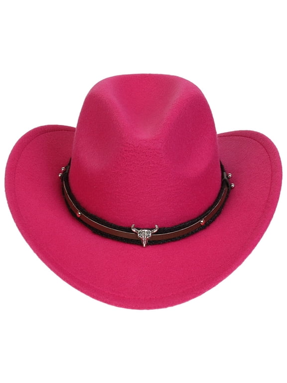 Summer Sun Protection Wide Brim Hat Childrens Woolen Hat Cowboy Hat Head Accessory Solid Color Top Hat Wide Brimmed Hat