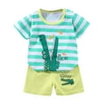 thumbnail image 1 of XZNPDUCQ Toddler Baby Boy Girls Clothes Outfits Short Summer Sleeve Letters Printed Shirt Elastic Shorts Sets Cartoon Print 2PC Little Boy 2PCS Set Set 7-8 Years,Light Green, 1 of 3