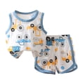 thumbnail image 1 of XZNPDUCQ Toddler Baby Boy Girls Summer Short Sleeve T-Shirt Tops Elastic Shorts Set 2Pcs 2PCS Set Pajamas & Dailywear Set (1-2 Years,Sky Blue), 1 of 9