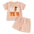 thumbnail image 1 of XZNPDUCQ Toddler Baby Girl 2PCS Short Sleeve Tops Elastic Waist Shorts Outfits Set Playwear Beach Outfits 18-24 Months,Orange, 1 of 7