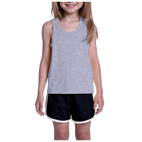 XZNPDUCQ Toddler Baby Girl Clothes Summer Girls Outfits, Short Sleeve Top+Shorts Cute Baby Clothing 1-5T Short T-shirt Sets 13-14 Years Gray