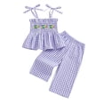 thumbnail image 1 of XZNPDUCQ Toddler Baby Girl Outfit Newborn Girl Summer Clothes Short Sleeve T Shirt Checkerboard Top Set Elastic Waist Shorts Playwear Beach Outfits 12-18 Months,Purple, 1 of 4