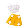 thumbnail image 1 of XZNPDUCQ Toddler Baby Girl Summer Clothes Solid Jacquard Short Sleeves T-Shirt Tops + Shorts 3 6 9 12 18 24 Months Outfits Set Shorts Set 7-8 Years Yellow, 1 of 9
