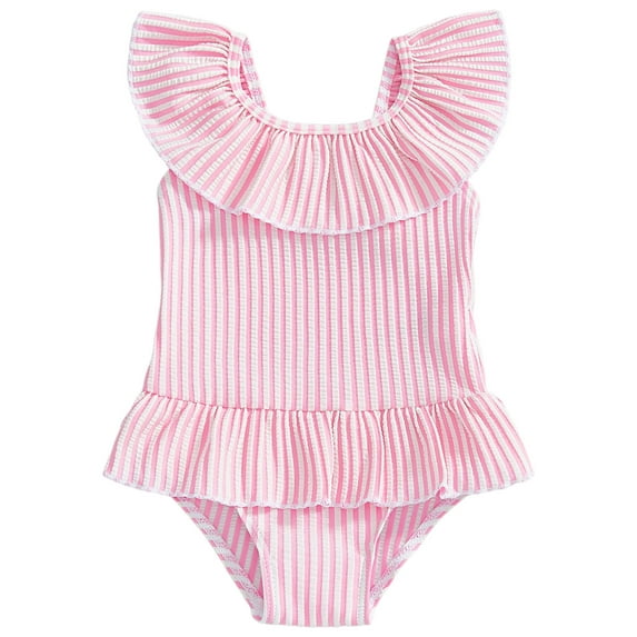 XZNPDUCQ Toddler Baby Girl Swimsuit Long Sleeve Dot Print Zipper Swimwear Cute Kids Girl Ruffle Swimming Sunsuit Swimming Suit For Girls 4-5 Years Pink