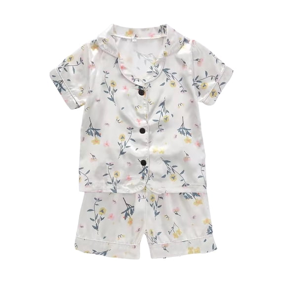XZNPDUCQ Toddler Baby Girls Clothes Short Sleeves T-Shirt Tops + Shorts Cute Summer Outfits Set Shorts Set 4-5 Years White