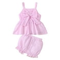 thumbnail image 1 of XZNPDUCQ Toddler Baby Girls Summer Clothes Outfits Ruffle Camisole Spot Dot Tops and Casual Shorts Newborn Girl Clothing Short T-shirt Sets 0-3 Months Pink, 1 of 6