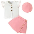 thumbnail image 1 of XZNPDUCQ Toddler Baby Girls Summer Clothes Short Sleeve Pull On T-shirt & Drawstring Shorts Plaid 2Pcs Outfits Set Shorts Set 6-12 Months Pink, 1 of 9