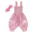 thumbnail image 1 of XZNPDUCQ Toddler Baby Girls Summer Clothes Short Sleeve Pull On T-shirt & Drawstring Shorts Plaid 2Pcs Outfits Set Playwear Beach Outfits 9-12 Months,Pink, 1 of 9