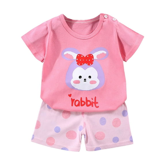 XZNPDUCQ Toddler Boy Clothes Baby Summer Outfit Short Sleeve T-Shirt Tops Casual Elastic Shorts 2Pcs Set Cartoon Print 2PCS Set 18 24 Months 2T 3T Summer Outfits (7-8 Years,Pink)