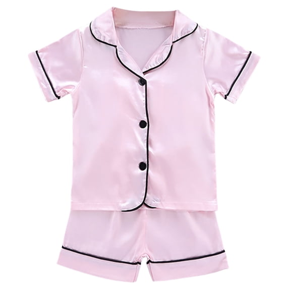 XZNPDUCQ Toddler Boy's Girls Cotton Short Sleeve T-Shirt and Short Set Girls Summer Cartoon Prints Tops Elastic Shorts 2PCS for Children Clothes Set Pajamas & Dailywear Set (18-24 Months,Pink)