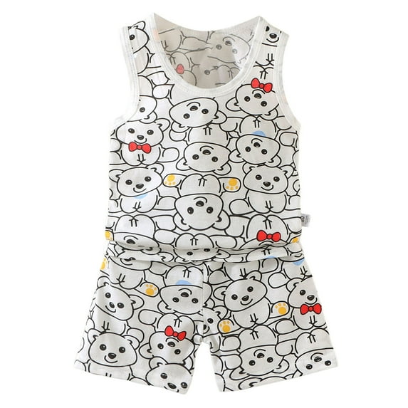 XZNPDUCQ Toddler Boy's Girls Short Sleeve T-Shirt and Elastic Waistband Shorts Outfit Set 2Pcs Cotton Summer Outfits Set Pajamas & Dailywear Set (3-4 Years,White)