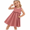 thumbnail image 1 of XZNPDUCQ Toddler Flower Girl Dress Summer Sleeveless Polyester Dresses for Girls Knee-Length Summer Beach Princess Dress (4-5 Years,Pink), 1 of 9