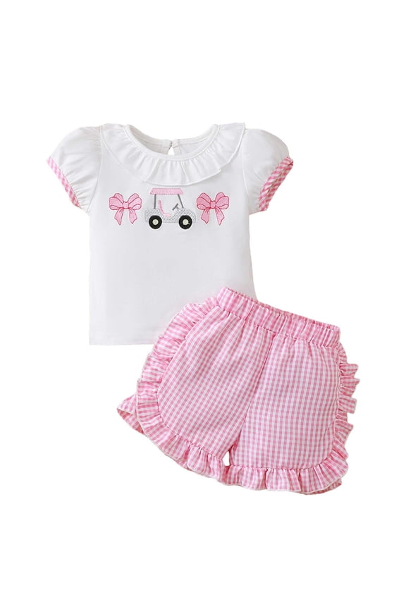 Toddler Girl 2 Piece Short Sets Baby Girls Floral-Print Clothes Twist Front Top and Short with Pocket Outfits Dailywear White,3-6 Months