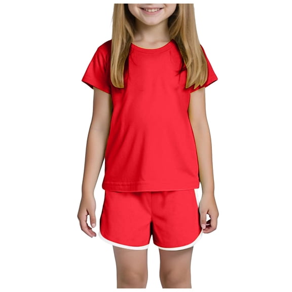 XZNPDUCQ Toddler Girl Clothes, 2Pcs Baby Girl Summer Outfits Sleeveless Bow Knot Tank Shirts Tops Shorts Clothing Sets 1-5T T-Shirt Set 12-18 Months Red