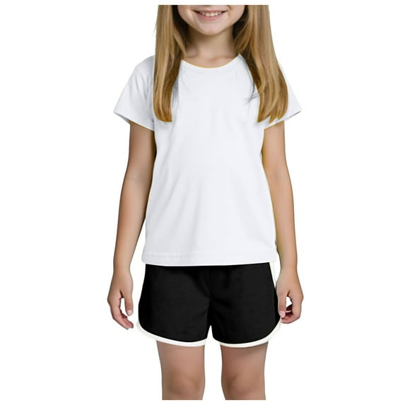 XZNPDUCQ Toddler Girl Clothes, 2Pcs Baby Girl Summer Outfits Sleeveless Bow Knot Tank Shirts Tops + Shorts Clothing Sets 1-5T T-Shirt Set 4-5 Years White