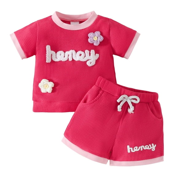 XZNPDUCQ Toddler Girl Clothes Layered Ruffle Top Floral Shorts Cute Toddler Girls Summer Outfits 2Pcs Clothing Set Dailywear Set 2-3 Years Pink