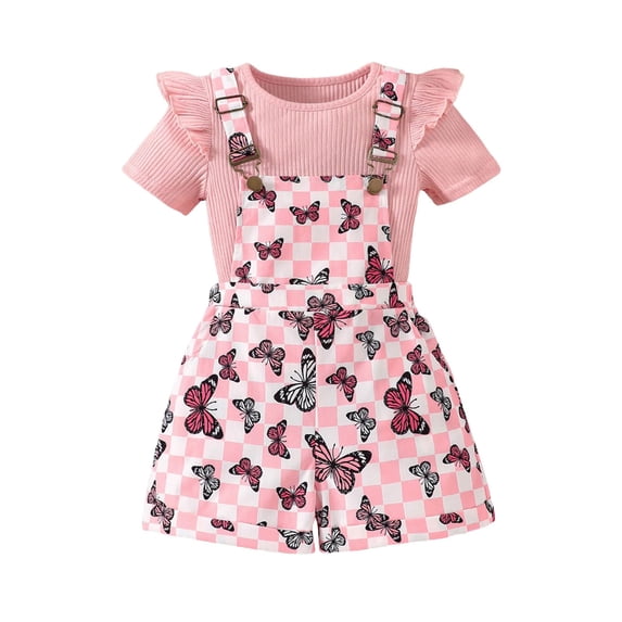 XZNPDUCQ Toddler Girls 2Pcs Summer Outfits Set, Cute Flower Short Sleeve T-Shirt and Shorts (1-8Y Gift Set) Summer 2Pcs Gift Outfits Set T-Shirt Set 4-5 Years Pink
