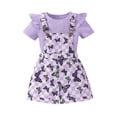 thumbnail image 1 of XZNPDUCQ Toddler Girls 2Pcs Summer Outfits Set, Cute Flower Short Sleeve T-Shirt and Shorts (1-8Y Gift Set) Summer 2Pcs Gift Outfits Set T-Shirt Set 4-5 Years Purple, 1 of 5