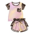 thumbnail image 1 of XZNPDUCQ Toddler Girls Clothes for 2t 3t Girls Cute Summer Short Sleeve T-Shirt Tops Shorts Clothes Sets Outfits Casual Elastic Shorts Summer 2Pcs T Shorts Set Dailywear Pink，4-5 Years, 1 of 9