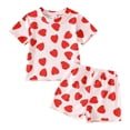thumbnail image 1 of XZNPDUCQ Toddler Girls Clothes Embroidered Print T-Shirt and Striped Shorts 2 Piece Outfit Set Casual Elastic Shorts 2Pcs Summer 2Pcs T Shorts Set Dailywear Pink，12-18 Months, 1 of 9