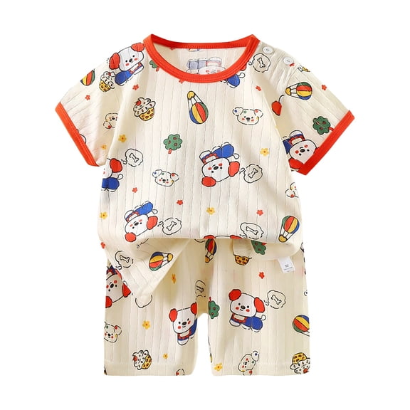 XZNPDUCQ Toddler Girls Clothes Kids Summer Short Sleeve T-Shirt and Elastic Shorts Outfit 2 Piece Set Short Sets Set kids Casual Elastic Shorts 2Pcs Dailywear Red,12-18 Months