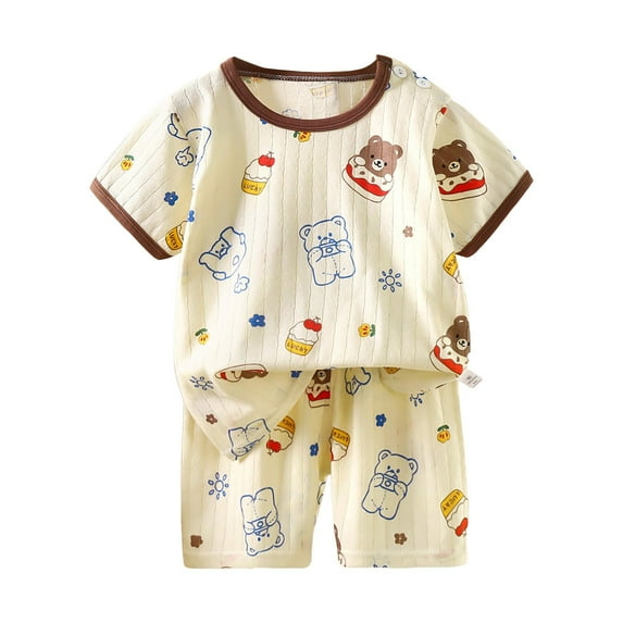 XZNPDUCQ Toddler Girls Clothes Kids Summer Short Sleeve T-Shirt and Elastic Shorts Outfit 2 Piece Set Short Sets Set kids Casual Elastic Shorts 2Pcs Dailywear Brown,7-8 Years