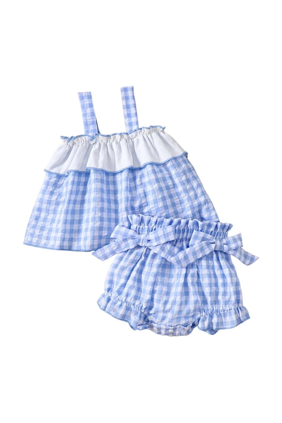 Toddler Girls Clothes Kids Summer Short Sleeve T-Shirt and Elastic Shorts Outfit Set Cartoon Print 2PCS Set kids For 6 12 18 24 Months 2T 3T 4T 5T Dailywear Blue,18-24 Months